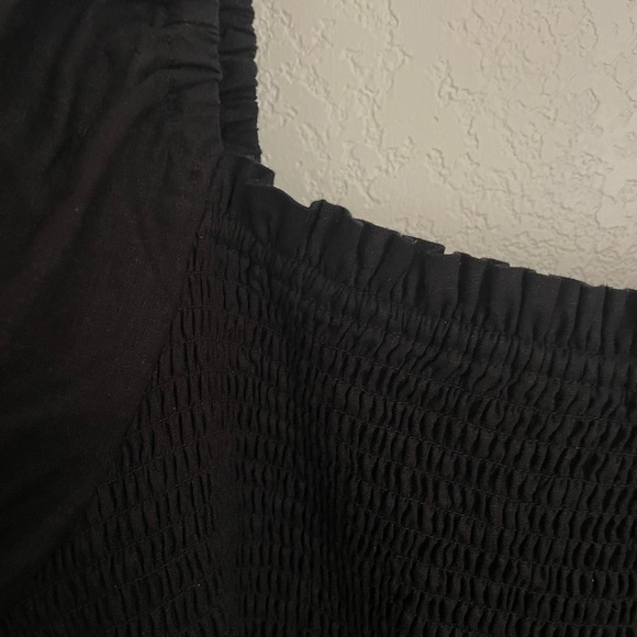 Black Linen-Blend Puff Sleeve Midi Dress from Gap NWT wonderful LBD! - Picture 7 of 8